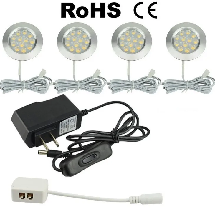 LED Шайба алюминиевый круглый шкаф книжный столешница огни 3 Вт 12 В кухонный