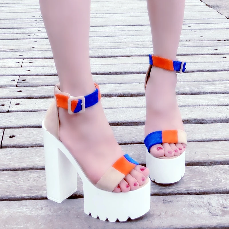 Сандалии женские на высоком каблуке 14 см босоножки гладиаторы с пряжкой обувь