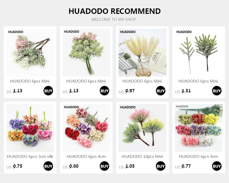 HUADODO 6 шт. Золотой Серебряный Блестящий искусственный Шелковый букет цветов для свадебного украшения скрапбук DIY ручной работы искусственные цветы