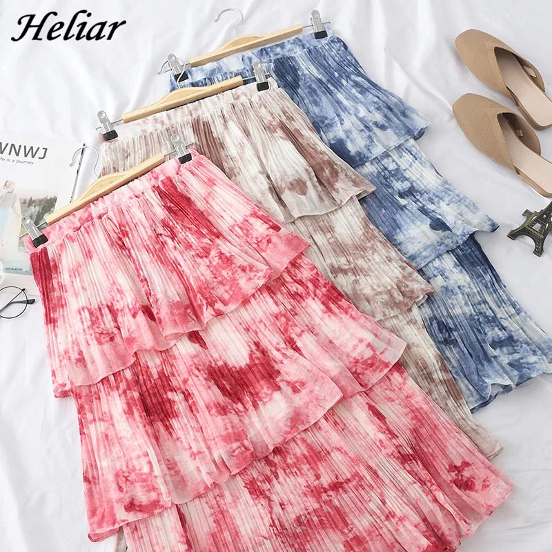 Юбка женская трапециевидная с цветочным принтом и оборками на весну | Женская