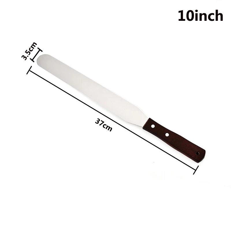 Straight-10inch FHEAL 4/6/8/10 дюймов Нержавеющая сталь лопатка для торта соблазнительный крем масло для Ножи гладкой обледенения глазурь разбрасыватель удобрений помадка, кондитерские изделия Инструменты для тортов - Цвет: Straight-10inch