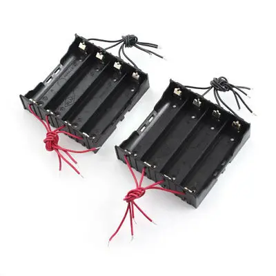 

2 Pcs 11cm 8-Wires Black Plastic 4 x 3.7V 18650 Battery Holder Case