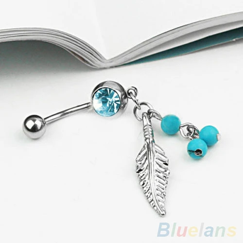 24 шт. Для женщин Украшения для тела кристалл пупка Бар штангой Листьев Живота