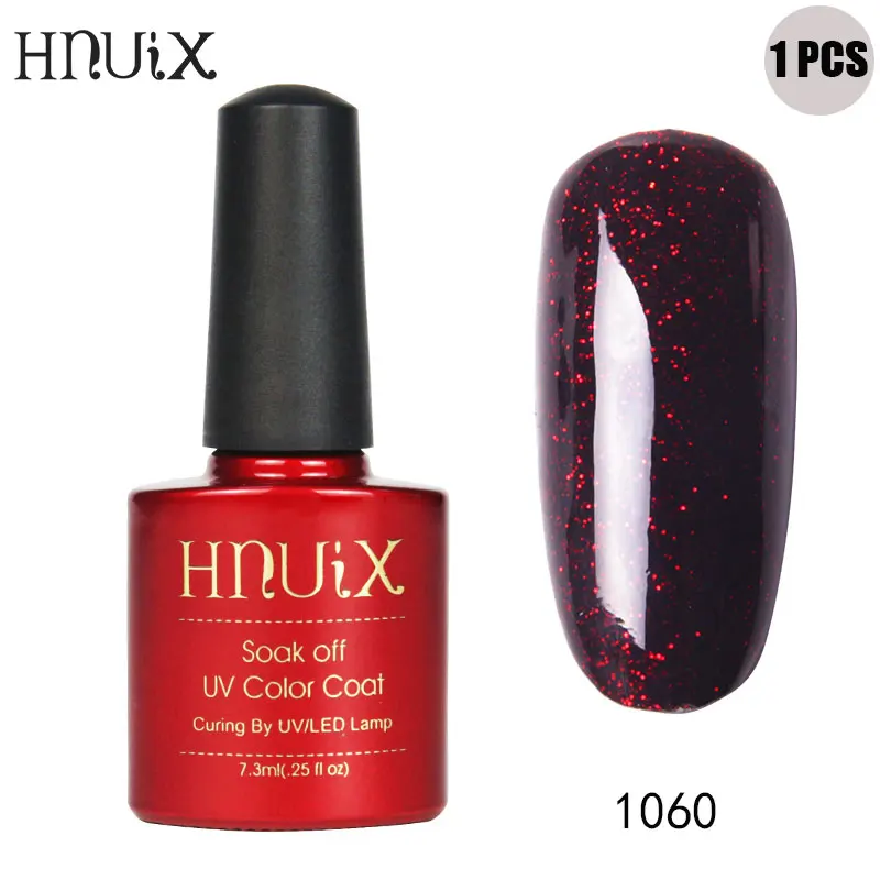 1060 HNUIX красный Гель-лак для украшения ногтей УФ Гель-лак для ногтей led с блестящими блестками красного цвета 7,3 мл - Цвет: 1060