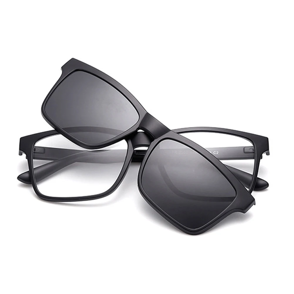 

Samjune Clip on Sunglasses glasses square Lens Men Women mirror Sun Night Vision Driving