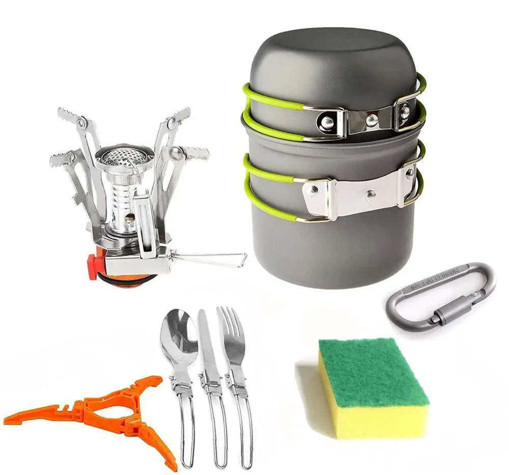 

Набор алюминиевой посуды для кемпинга на открытом воздухе, портативный набор кастрюль для приготовления пищи, посуда, набор для беспорядка,...