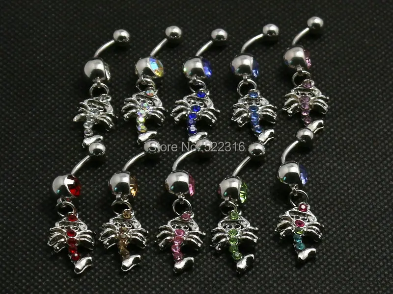 Подвеска в виде скорпиона кольцо для живота 10 шт. разные цвета хирургическая