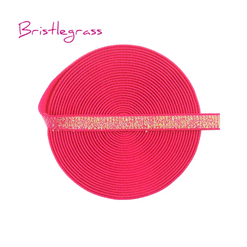 Virtual Pink AB BRISTLEGRASS 5 ярдов 3/" 10 мм Металлические Блестящие резинки спандекс атласная лента плечевой бюстгальтер ремень нижнее белье, повязка на голову кружево отделка Шитье - Цвет: Virtual Pink AB