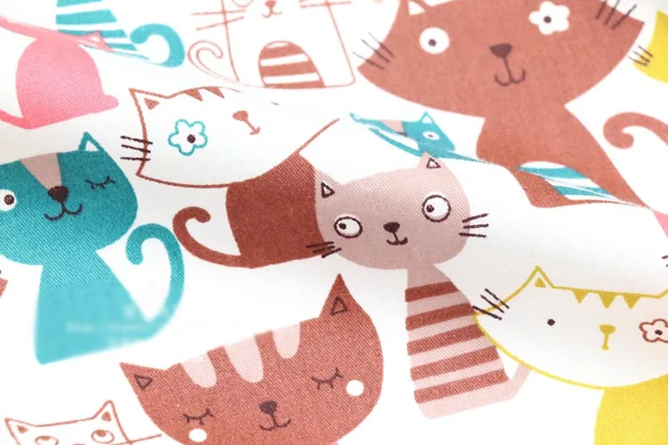Мультфильм кошка кролик звезды Хлопок Ткань DIY лоскутное шитье ремесло подушки детские постельные принадлежности украшения Teido Tissus 50x50 см