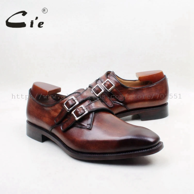 Квадратный простой носок верх из натуральной кожи стелька подошва коричневый