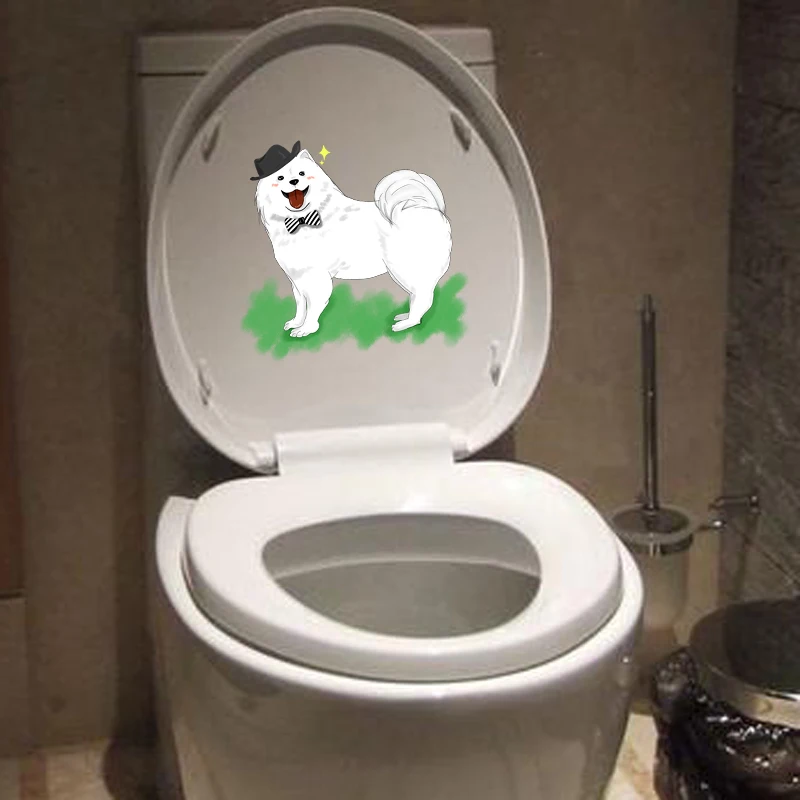 YOJA 24.6*23.1CM Happy Dog Wall Decal BedRoom Home Decor Cartoon Toilet Sticker Animal T3-0564 | Дом и сад