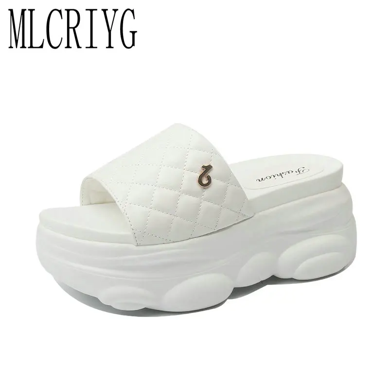 2020 г. новые летние женские шлепанцы на платформе Милая обувь Плоском Каблуке с