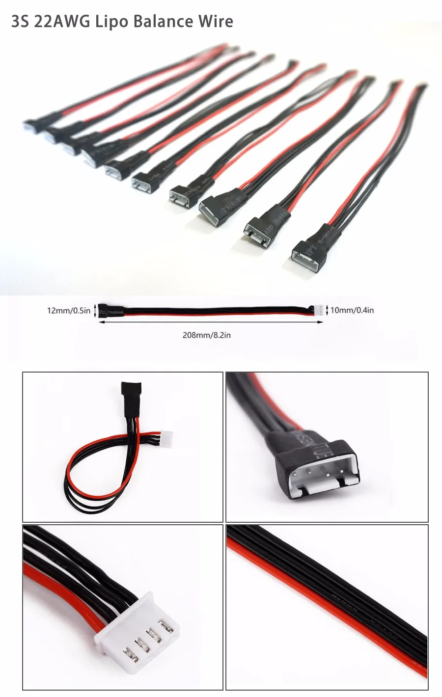 10 шт./лот 20 см 22AWG Li-Po батарея баланс зарядки удлинитель Кабель 2S 3S 4S 5S 6S для RC Lipo батарея