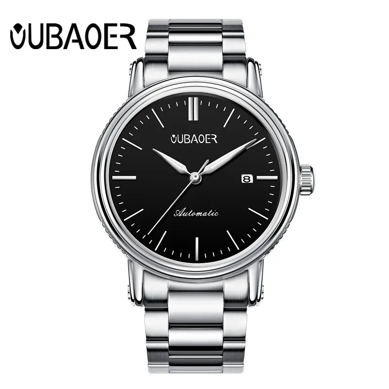 OUBAOER Automatic Mechanical Men Watch Top Brand Luxury Stainless Steel Mens Watches Military Sport Skeleton Male Clock Hot | Наручные