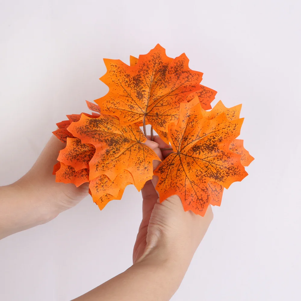 10 штук упак. кленовый лист осеннее украшение поддельные растения искусственные