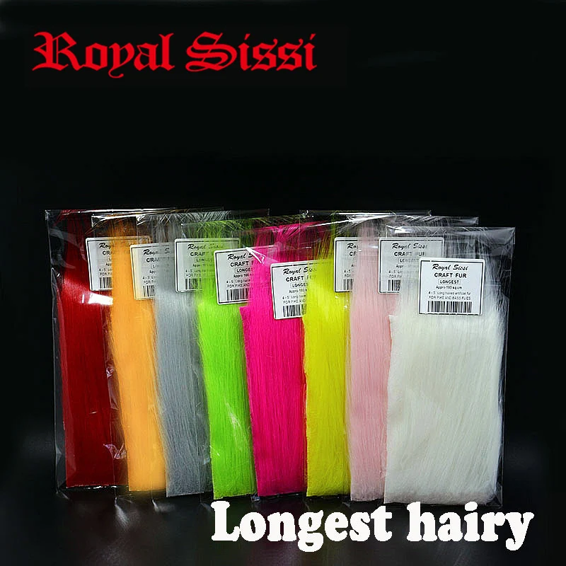 8packs/set longest haired artificial craft fur fluffy long synthetics fibers fly tying material for salmon pike streamer flies