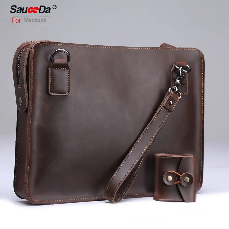 sauceda For macbook pro 13 case Genuine Leather cover for air 11 13.3&quot 15 laptop with pouch airpods Headphones | Компьютеры и офис