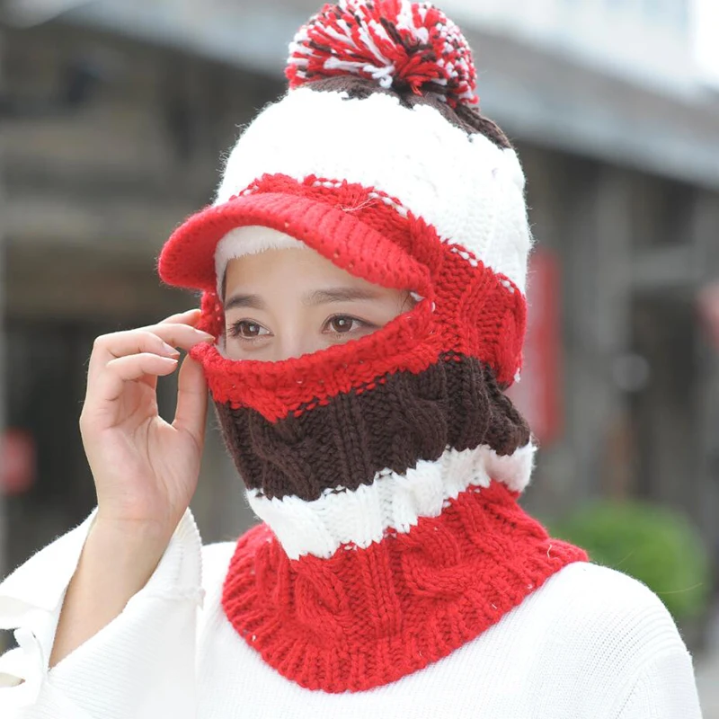 Новинка 2017 Балаклава зимняя женская шерстяная вязаная маска ниндзя теплая