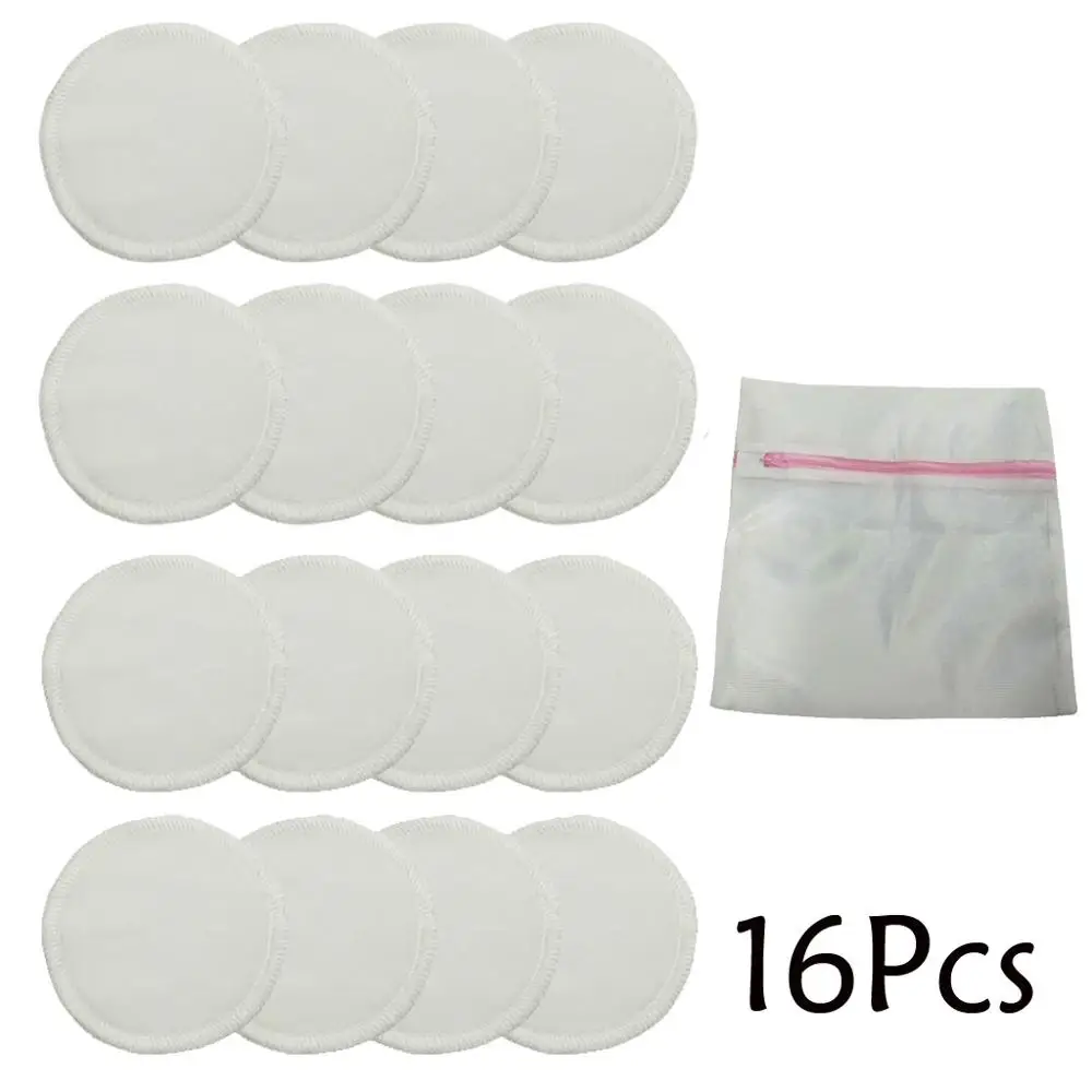 16 PCS Многоразовые моющиеся бамбуковые 8/12/16 шт средство для снятия макияжа с Ватные диски с сумкой для хранения для средств по уходу за кожей поставки с прачечная - Цвет: 16 PCS