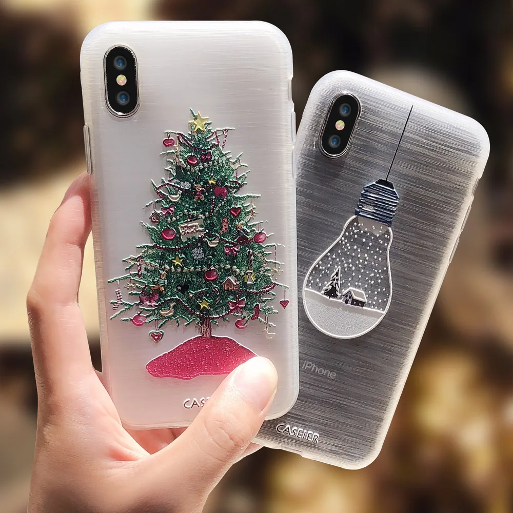 CASEIER Christmas Phone Case For iPhone X 7 8 6 6S Plus XR XS MAX New Year Soft TPU Cases Fundas 5 5S SE Back Covers |