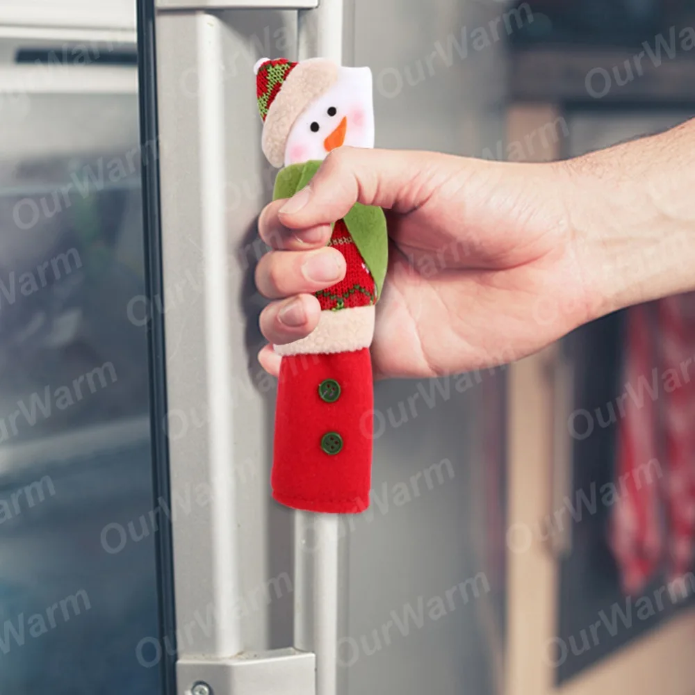 OurWarm большой 3 шт Рождественский холодильник дверные ручки крышки ручка обертывание Ручка дверцы холодильника крышки рождественские украшения для дома