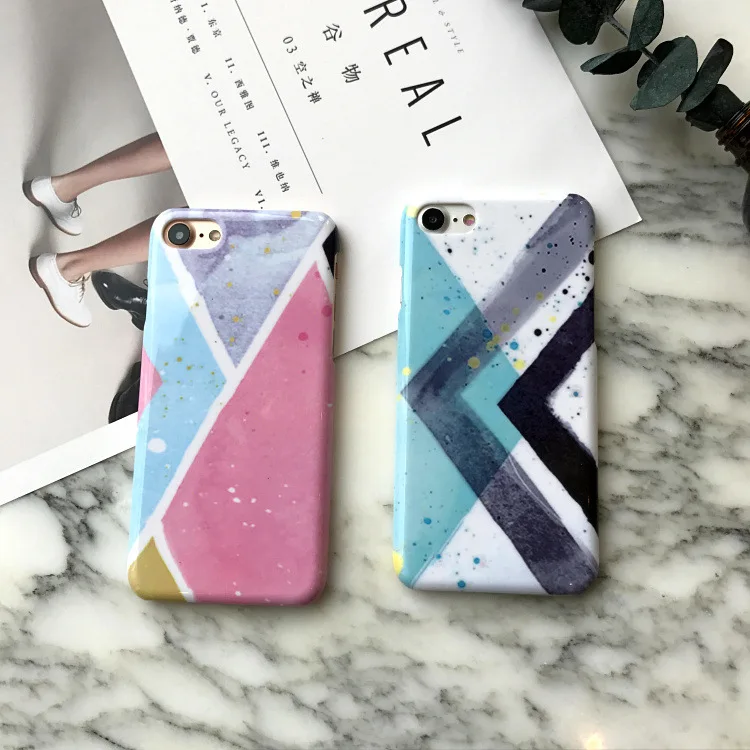 Fashion Marble Phone case For iPhone 7 6 6S Plus geometric lines PC Hard Cover Back Capa Coque Fundas | Мобильные телефоны и