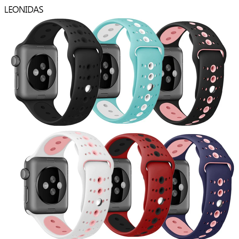 Двойной Цветной спортивный ремешок для Apple Watch 42 мм 38 серия IWatch 3 2 1 силиконовый