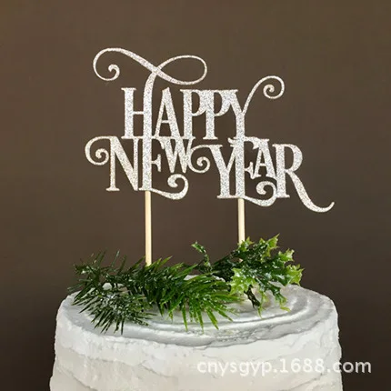 Creative Christmas Cake Flag Happy New Year Cake Topper For Xmas New Year's Home Party Cake Baking Decor