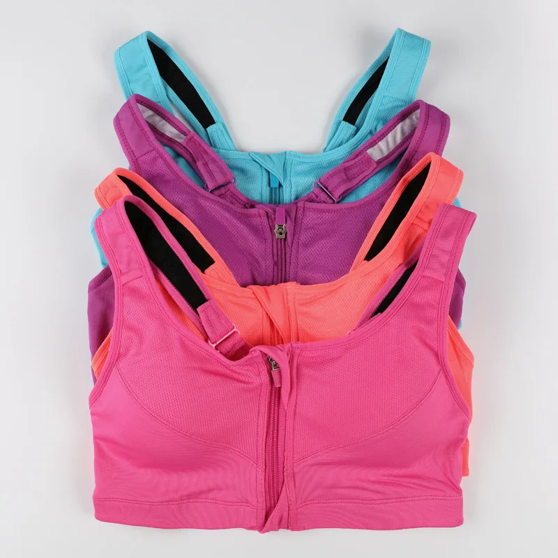 Chumoo Women Sport Bra Running Front Zipper Moverment Yoga Padded Fitness |
