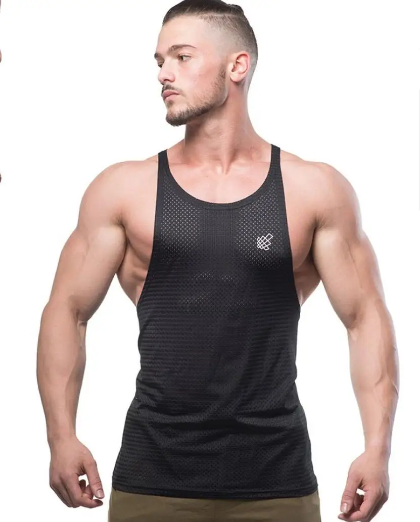 GYMNORTH майка мужская сетчатая ткань Canotta одежда для бодибилдинга майка Одежда для фитнеса мужская майка - Цвет: BX05B