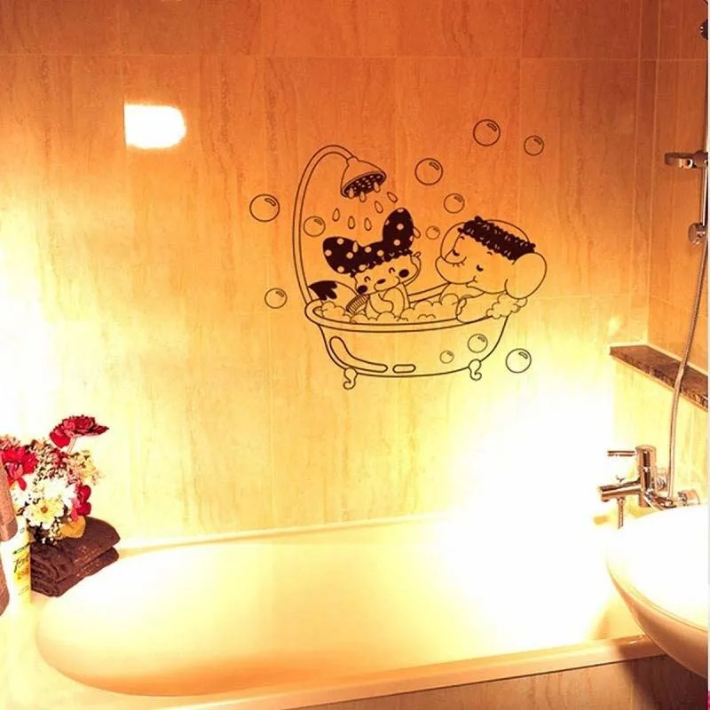 

Cute elephant Bathroom Bathtub Wall stickers Home Decor Toilet Decal DIY Removable Vinyl stickers JG2334