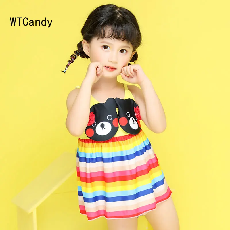 WTCandy/новый купальник из двух предметов в радужную полоску для девочек Танкини с