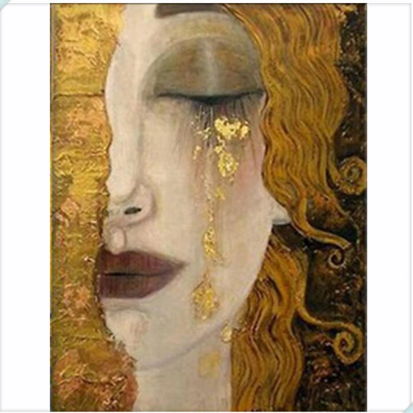 Алмазная 5D картина сделай сам Gold tear by Gustav Klimt полностью квадратная и круглая
