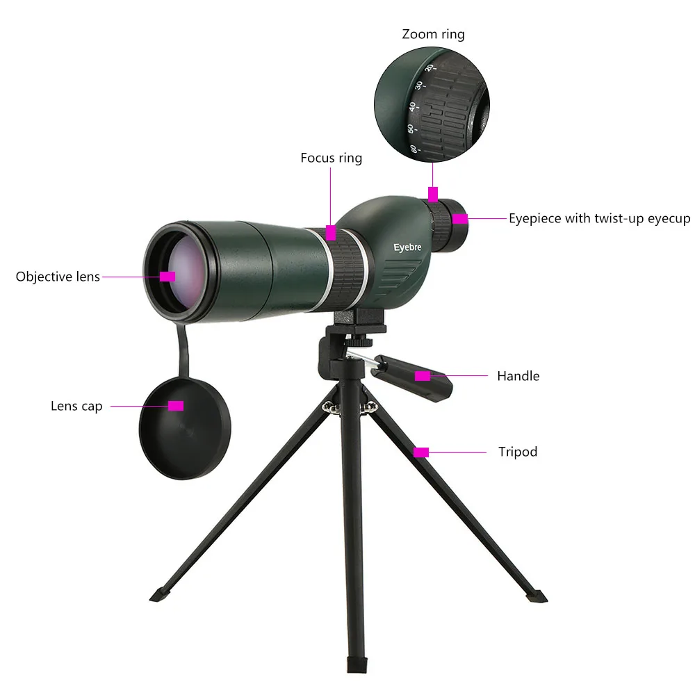 Охотничий телескоп Eyebre 20 60x60 прямой/угловой точечный труба со штативом