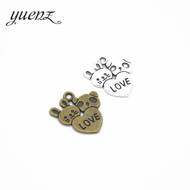 

YuenZ 15pcs Bear Love Heart Charms Antique Silver color Metal Pendant for Necklace Bracelet Jewelry Making Finding 20*18mm A26