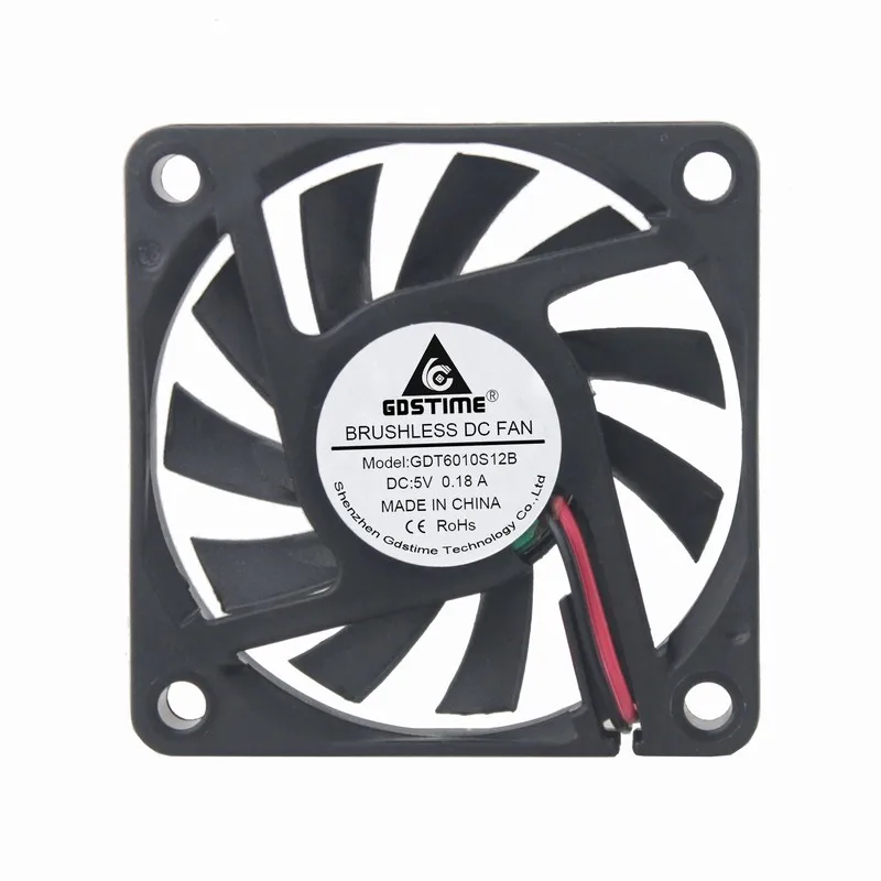 Gdstime 5 в 60x60x10 мм 10 шт. 2 провода 2Pin бесщеточный DC вентилятор охлаждения 60 x 6 см 6010|dc