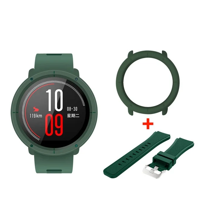 Многоцветный силиконовый ремешок для часов с тонкой рамкой корпуса для Huami Amazfit Pace Замена браслета Полные Защитные чехлы