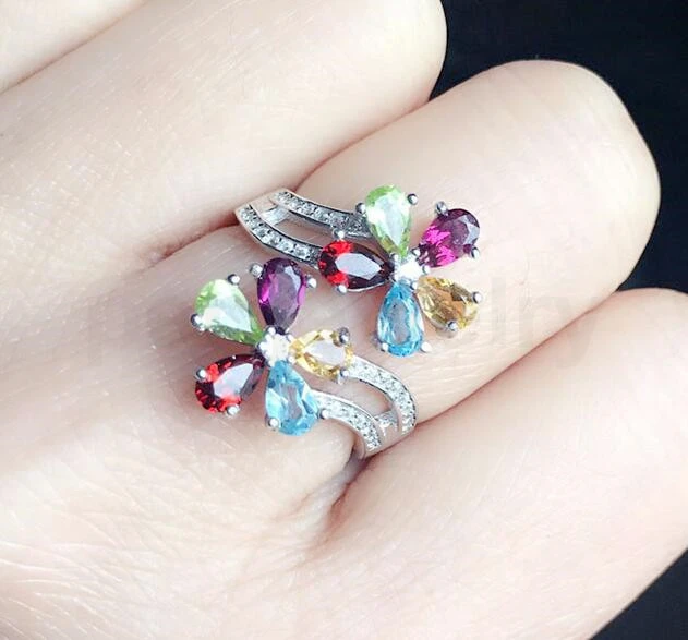 Натуральный цитрин синий топаз гранат фотосеребро 1 шт. кольцо подвеска 0 25 карат *