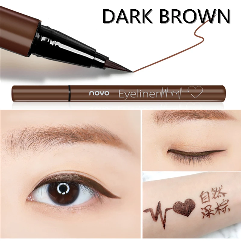 05 dark brown NOVO 6 Цвет жидкая подводка Карандаш для макияжа глаз длительный Водонепроницаемый Цвет ful Eye Liner Pen Косметика - Цвет: 05 dark brown