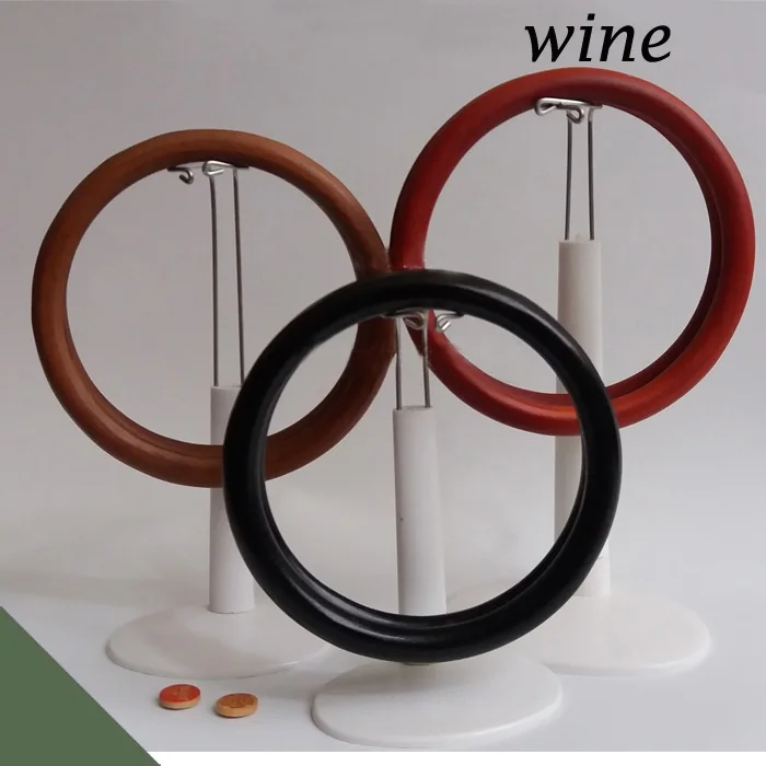 wine 5 пар = 10 штук, 3 цвета, смешанные, 14 см большое круглое кольцо, деревянные вязаные сумки, ручные сумки, деревянная сумка, кошелек, круглая ручка - Цвет: wine