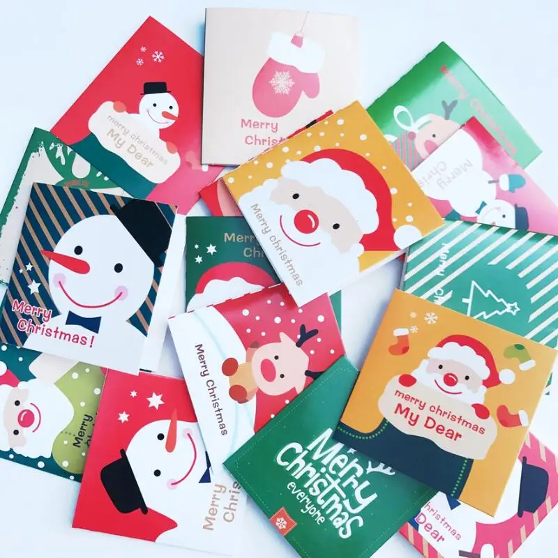 128 шт./лот костюм Санта Клауса бумажная карта Мини Рождественская