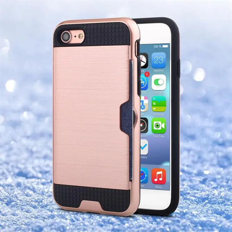 VRSDES для iPhone 7 X XS MAX XR противоударный Гибридный ТПУ+ PC защитный чехол для iPhone 6 6S 8 Plus 5 5S SE чехол для телефона с отделением для кредитных карт - Цвет: Rose Gold