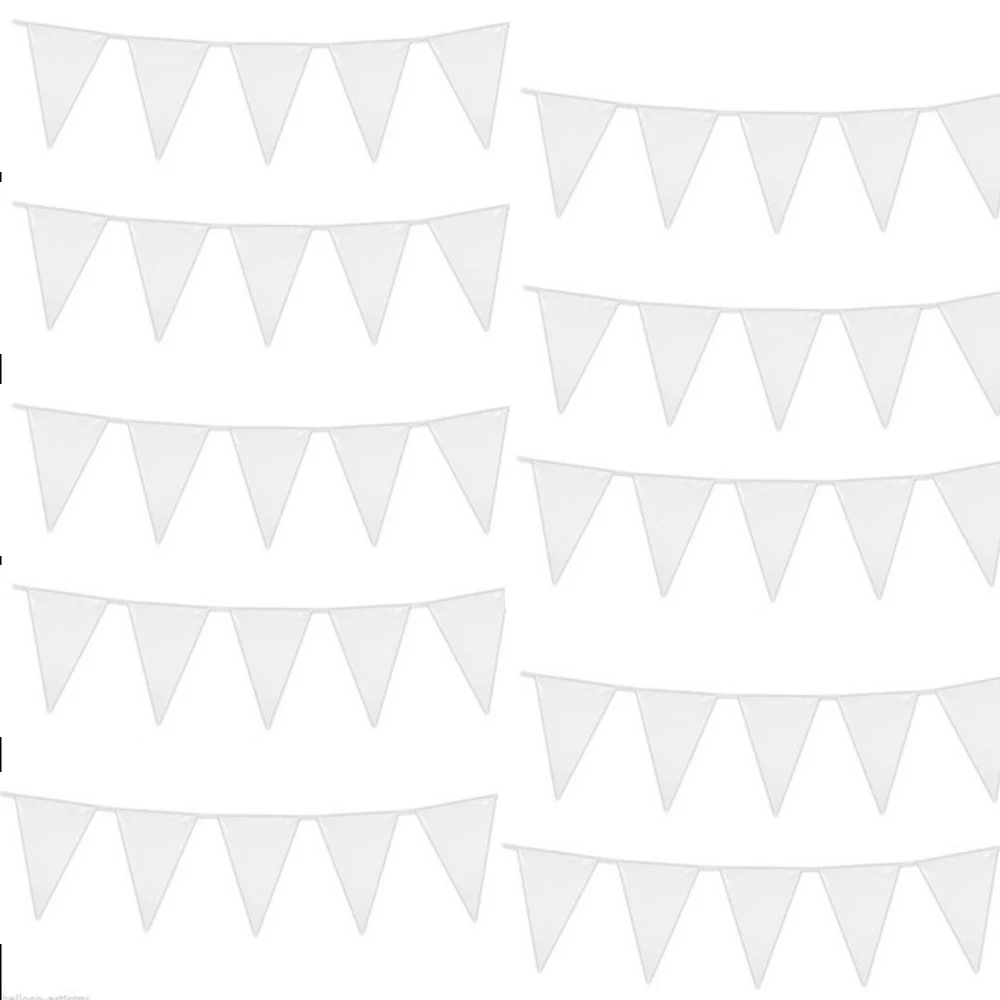 

8M 18flags Full White wedding decoration Bunting white string silk flag,birthday party Christmas supplies Home Decor casamento