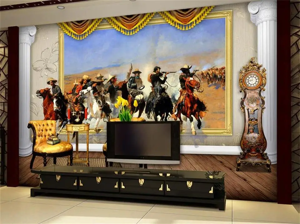 Пользовательские фото 3d обои для комнаты нетканые росписи войны с индийскими