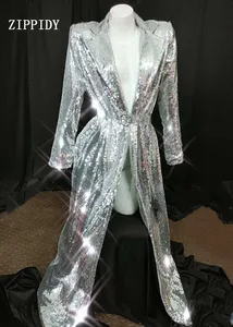 2019 Модный женский костюм-накидка серебристого цвета с ремешком