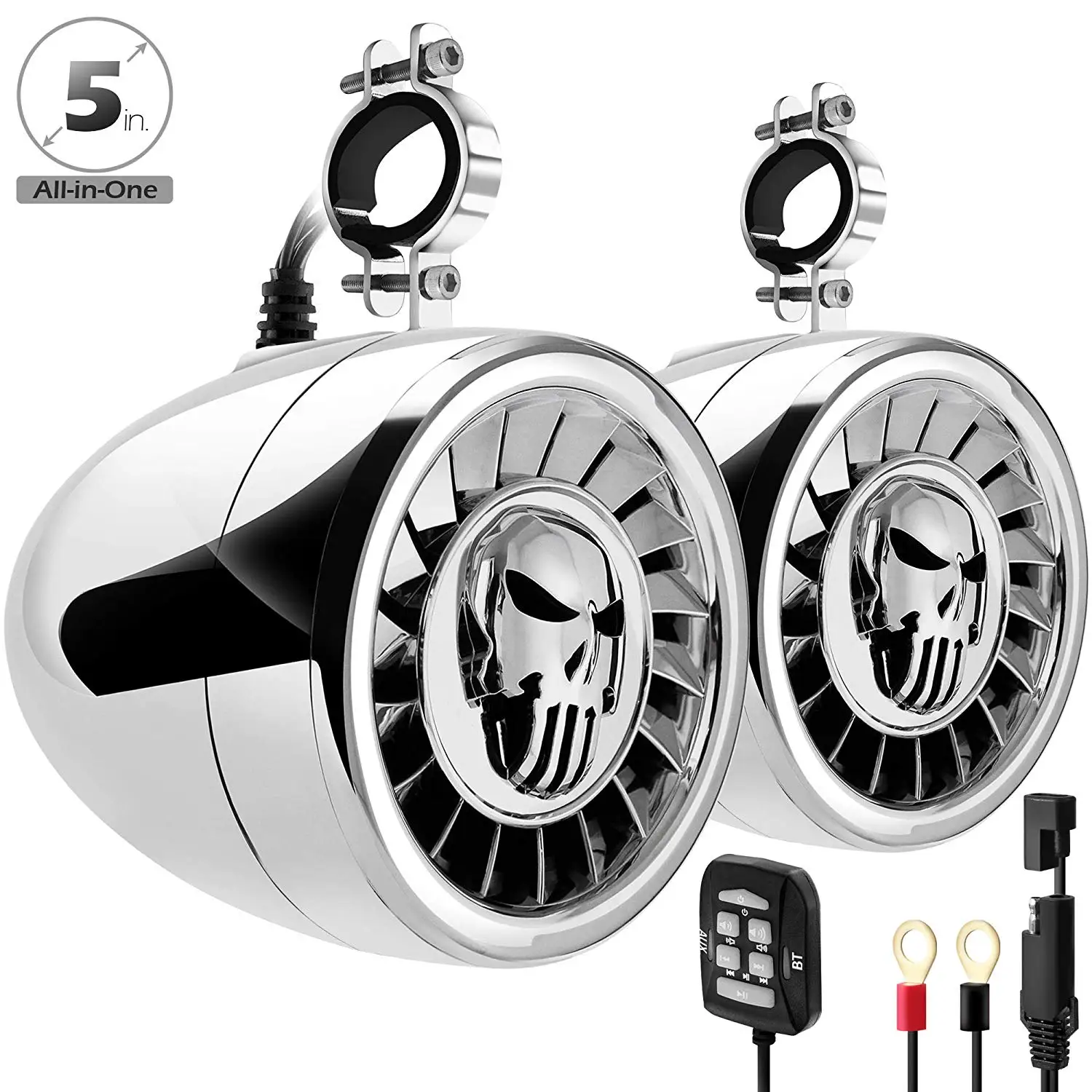 Aileap SPK500N 600 Вт Встроенный усилитель " полный диапазон водонепроницаемый ATV RZR UTV bluetooth-стереоколонки аудио система усилителя(хром