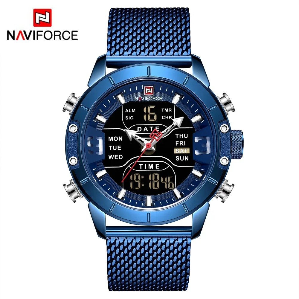 Naviforce 2019 новые роскошные брендовые 9153 спортивные цифровые военные мужские часы