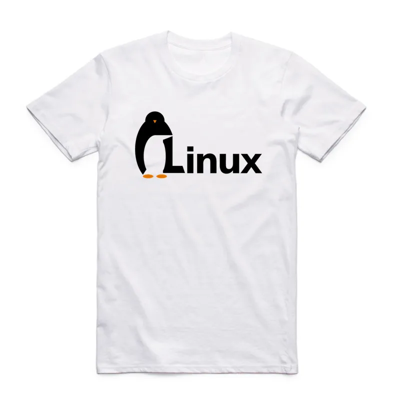 Мужская модная футболка с забавным принтом пингвина LINUX короткими рукавами и