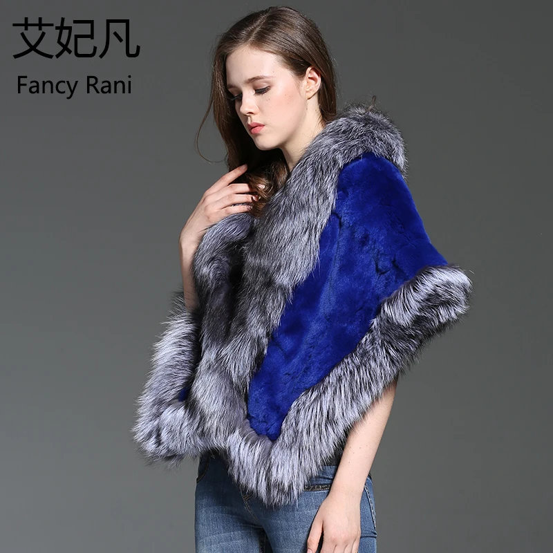 Women Genuine Rabbit Fur Shawl Sexy Pashmina 2018 Fashion Winter Warm Natural Rex Real Fox Scarves & Wraps Female | Аксессуары для