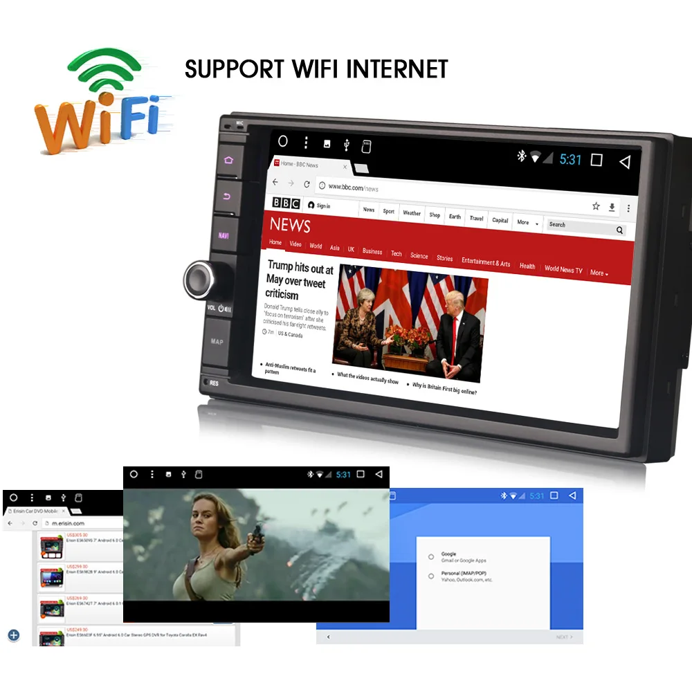Android 7.1 двойной 2 дин GPS навигации Bluetooth USB SD плеер Sat Nav dab + 3G Wi Fi DVR|navigator bluetooth|sat navcar gps